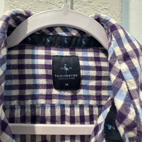 Tailorbyrd collection flannel blue purple button up shirt Sz M - Picture 2 of 6